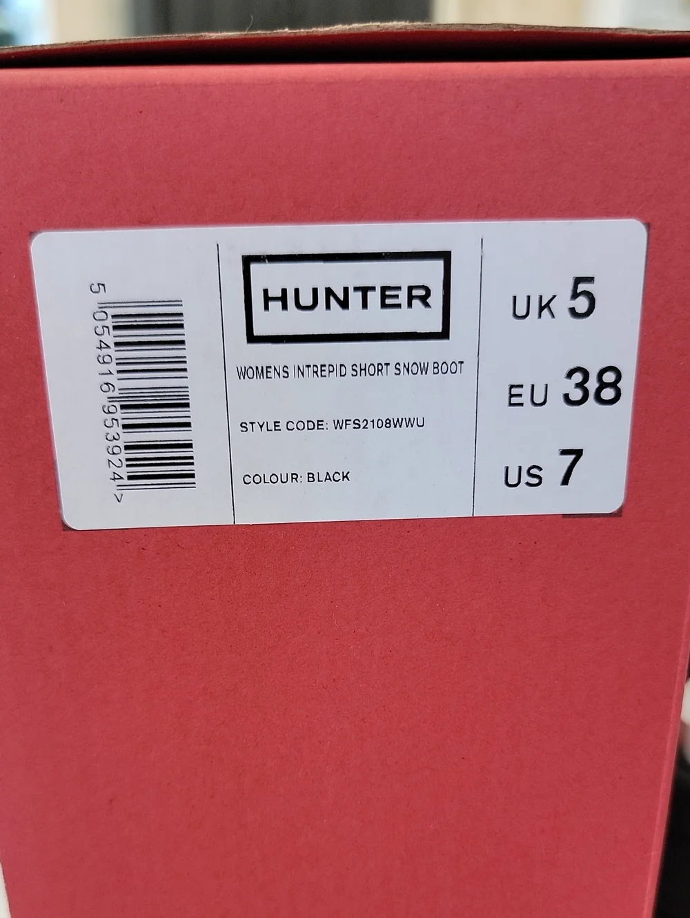 Hunter Women’s Intrepid Short Snow Boot Pull-On Black Insulated US 7 EU 38 UK 5